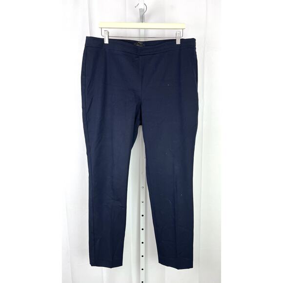 TALBOTS Size 16 Flat Front Side Zip Chatham Pants Stretch Cotton Blend Navy Blue - Picture 1 of 9